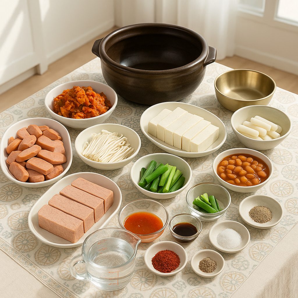 부대찌개 재료 사진